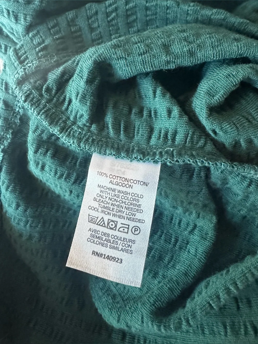 LOFT Women’s Green Textured Ruched Puff Sleeve V-Neck Blouse Size L